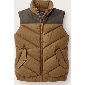 NWT RARE Discontinued Filson Antique Bronze with Leather Shoulder Down Vest